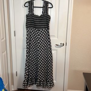 Ganni Black and White Plaid Maxi Dress